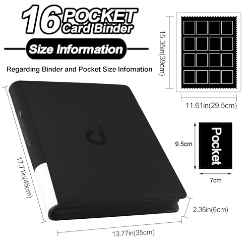 Image of Premium Card Binder 16 Pocket - Fits 1600 Cards,4X4 Ringless Card Album with Sleeves for Trading Cards & Sports Cards(Model C,Classic Black)