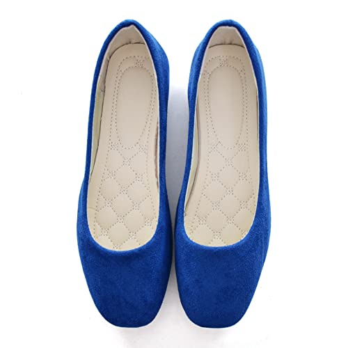 Image of ChaiRong Zhou Women Square Toe Ballets Flats Comfort Slip On Walking Shoes for Driving
