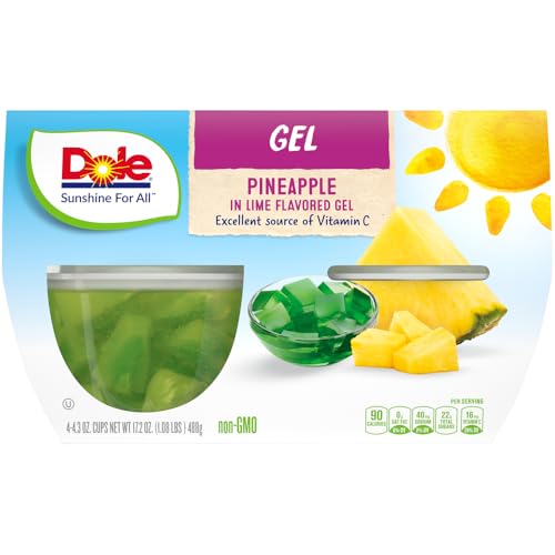 Dole Fruit Bowls, Pineapple in Lime Gel, 4.3 oz, 4 ct