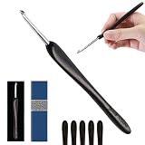 Yarniss 4mm Ergonomic Crochet Hook with Ebony Wood Handle, Stainless Steel Crochet Shaft with Deep Throat,Arthritis Crochet Hook with Case