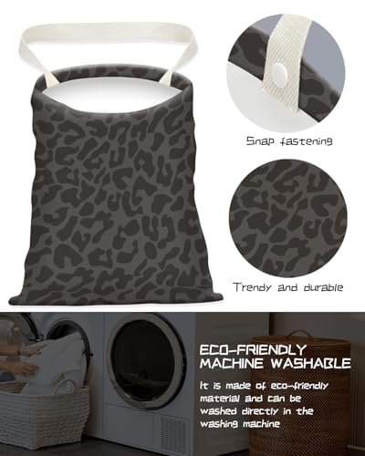 Image of Cute Canvas Car Garbage Bag, Black Leopard Print, Car Trash Bin, Seat Back Hanging, 5L