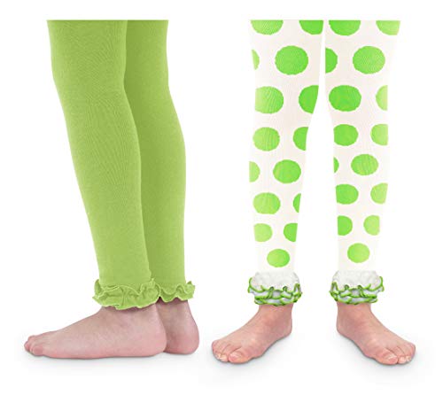 Jefferies Socks Girls Halloween Ruffle Lace Trim Polka Dot Costume Tights 2 Pack