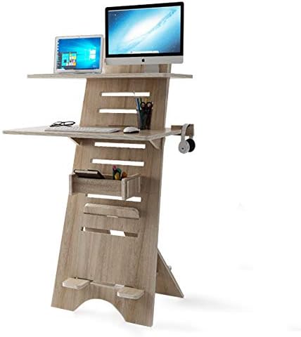 ecotribe Modern Height Adjustable 2 Tier Desk for Small Spaces - Compact Narrow 30" Sit to Stand Up Desk - 2 Tier Desk for Small Spaces - Easy Adjustable Standing Desk for Study & Home Office