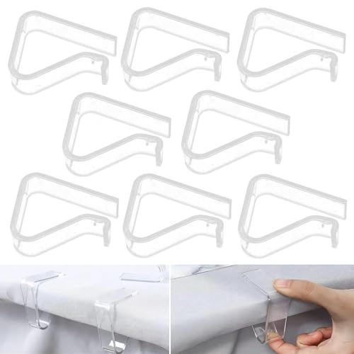 SamHeng 8 Pcs Transparent Table Cloth Clips, Plastic Picnic Tablecloth Clips Table Cloth Holder for Outdoor Tables, Anti-Slip Clear Table Cover Clamps for Outside Home Garden Camping Wedding Party