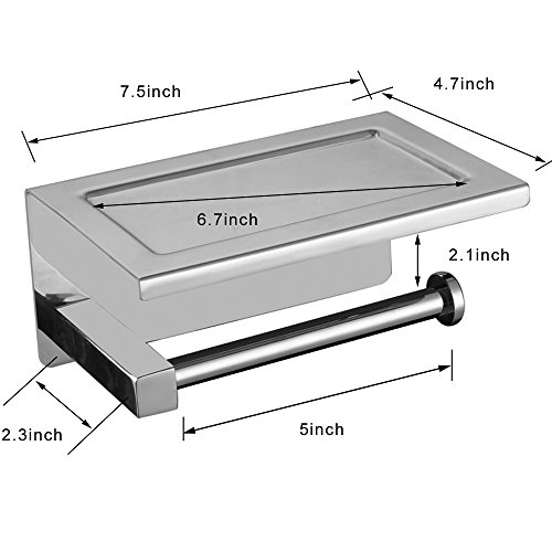 Xvl Toilet Tissue Paper Holder With Mobile Phone Storage Shelf Sus304 Stainless Steel Brushed 2 Pieces G319A-2 #TOP2