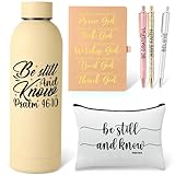 SiliFine 6 regalos religiosos cristianos para mujeres, incluye botella de agua, bolsa de cosméticos, cuaderno, bolígrafo, regalos inspiradores de cumpleaños para mujeres, mamá, esposa, novia, hermana