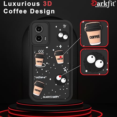 Image of Back Case Cover Compatible with Motorola Moto G34 5G | Cute Fun Cartoon Ball 3D Coffee Silicone Case | Body Protection | Camera Protection | Shock Proof | Color Black | Pack of 1