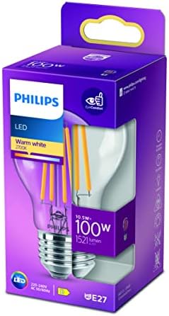 Philips LED Classic A60 Light Bulb [E27 Edison Screw] 10.5W - 100W Equivalent, Warm White (2700K), Non Dimmable