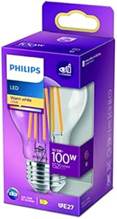 Philips LED Classic A60 Light Bulb [E27 Edison Screw] 10.5W - 100W Equivalent, Warm White (2700K), Non Dimmable