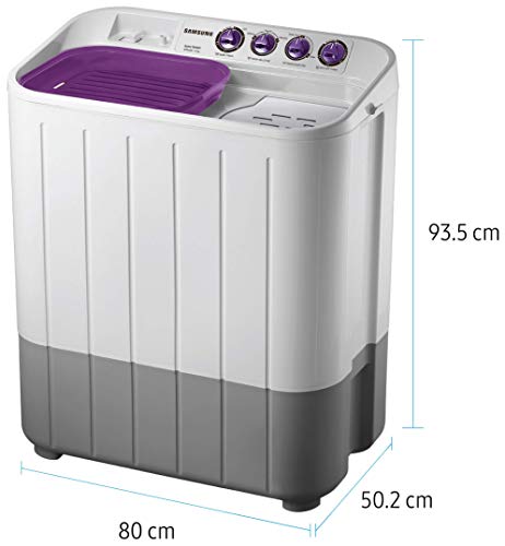 Image of Samsung 6.5 Kg Inverter 5 star Semi-Automatic Top Loading Washing Machine Appliance (WT665QPNDRPXTL, Light Grey, Double storm technology)