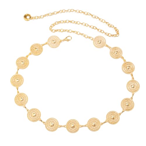 KunJoe Gold Loop Chain Belts for Women Fashion Metal Circle
