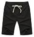 ZYFMAILY Men's Linen Casual Classic Fit Short Drawstring Summer Beach Shorts (S, Black)
