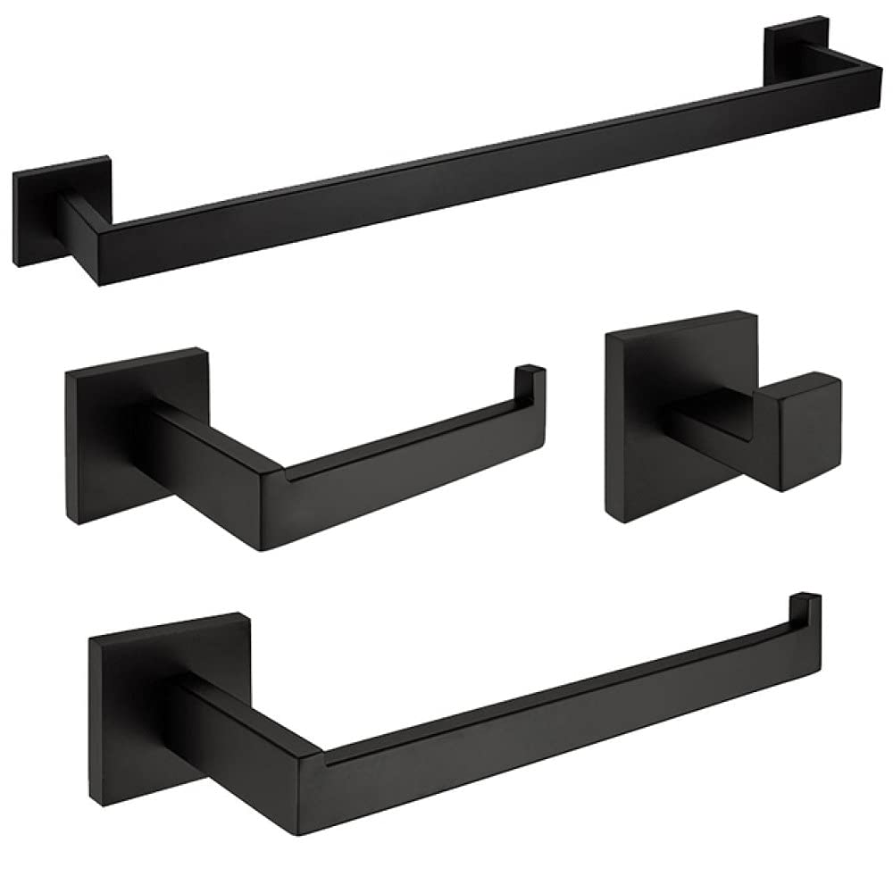 Juego de accesorios de baño negro para renovar tu ducha con toallero y gancho