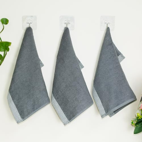 Image of RANGOLI 100% Bamboo Face Towel Set of 3, 500 GSM, Quick Dry Towels for Face, Gym, Travel, Ultra Soft Highly Absorbent, 30Cm X 30Cm, Dark Grey