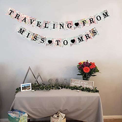 Traveling From Miss to Mrs Bridal Shower Banner, Bachelorette Party Decorations Supplies Kit for