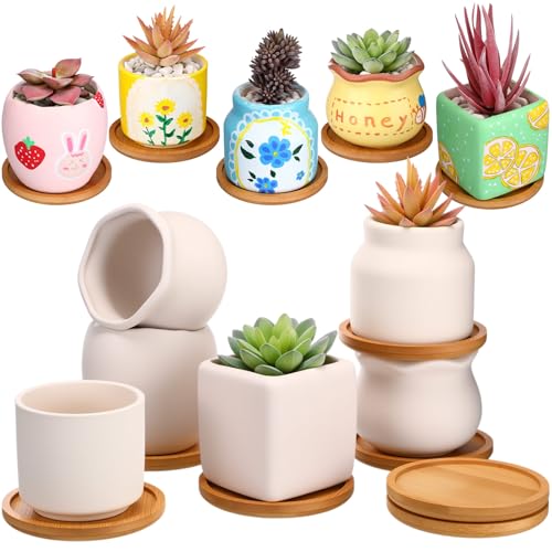 Maxdot 12 Sets 3 Inch DIY Ceramic Succulent Planters Pots