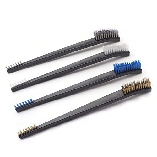 Image of Small Wire Brush Set - Brass /Stainless Steel /Nylon Brushes for Cleaning Rust Removal, Dirt, Paint Scrubbing Wire Brush Set Double-Ended Cleaning Pick (8 Pieces)
