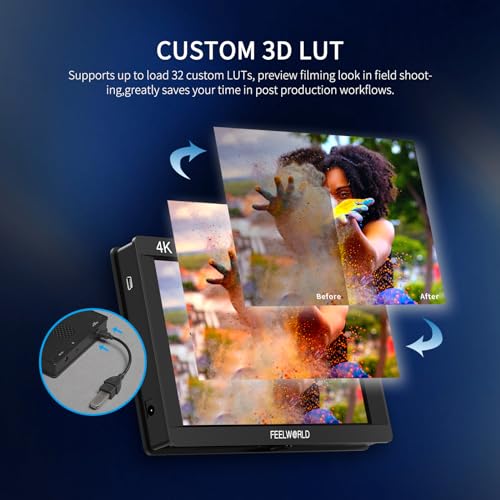 FEELWORLD FW703 7 Inch IPS 3G SDI 4K HDMI DSLR Monitor Full HD 1920x1200 On Camera Field Monitor with Histogram for Stabilizer Cameras Rig