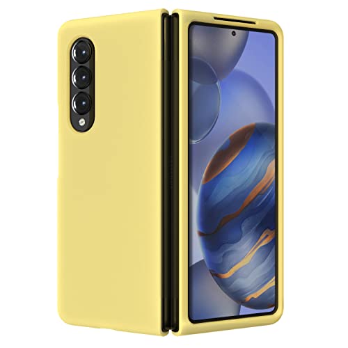 Coque Samsung Galaxy Z Fold 3 5G silicone liquide jaune protection antichoc 3 couches