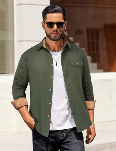 COOFANDY Mens Flannel Shirts Long Sleeve Button Down Shirt Casual Plaid Shirts with Pocket4