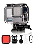 Lammcou Wasserdichte Schutzgehäuse Case Kompatibel mit GoPro Hero 11 10 9, 60M Unterwasser Tauchen Gehäuse Housing & Rofilter & Trageband & Antibeschlagblatt & Halterung Hero11 Housing