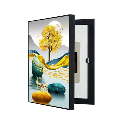 Boîte de compteur habillée d'une peinture décorative murale salon