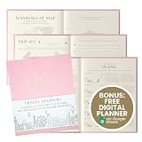Inspired Ink My Travel Journal for Women, Men (210 Pages, Pink) - Adventure Book for 15 World Trips with Free Trave ...
