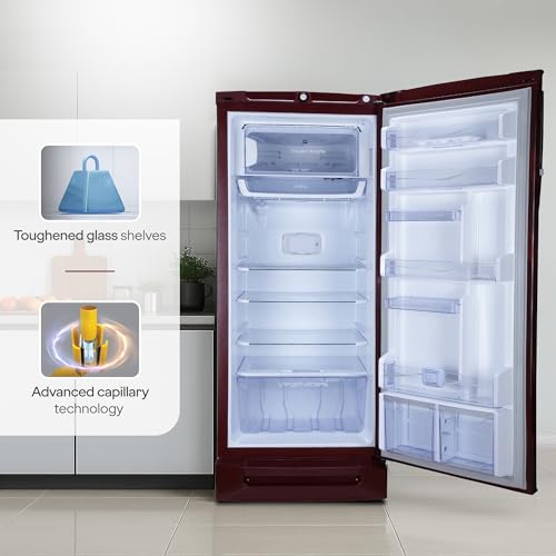 Image of Godrej 234 L 3 Star 5 Years Comprehensive Warranty 24 Advanced Capillary Technology Direct Cool Single Door Door Refrigerator With Base Drawer (RD EDGEPRO 240C TDF MN WN, Marine Wine)