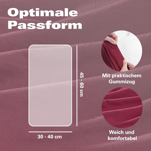 BaSaTex Bio Kissenbezüge Spannbezüge 2er Pack für Nackenkissen und Gesundheitskissen | 97% GOTS-Zertifizierte Baumwolle + 3% Elasthan | 40x60 cm - 45x65 cm | Bordeaux