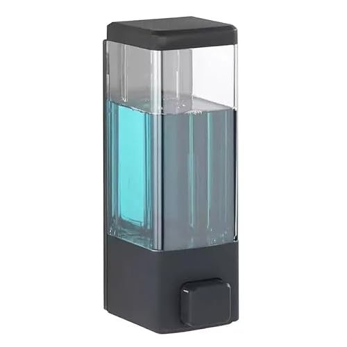 Wall Mounted Soap Dispenser Hand Wash Liquid Gel Shampoo Bathroom Kitchen Washroom Shower Container (Black Soap Dispenser Plastic)