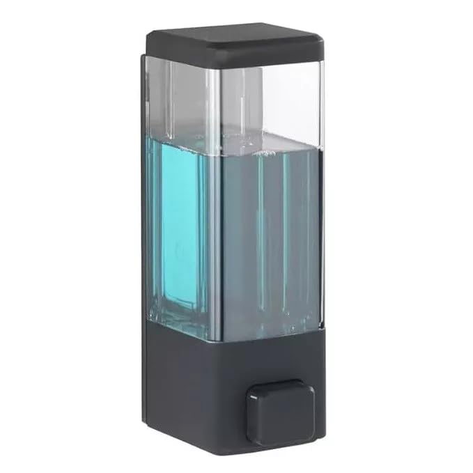 Wall Mounted Soap Dispenser Hand Wash Liquid Gel Shampoo Bathroom Kitchen Washroom Shower Container (Black Soap Dispenser Plastic)