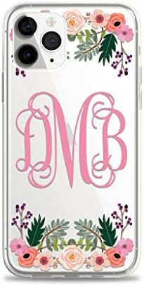 CaseCharming Monogram Case for iPhone 14 Pro Max 13 mini 12 11 Xr Xs X 10s 10r 10 8 Plus 7 Se Personalized Custom Initials Clear Transparent See Through Rubber Cover