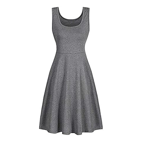 Damen Ärmellos Cami Kleider Minikleider Einfarbig A Linie Sommerkleid Elegant Baumwollkleid mit U-Ausschnitt Freizeitkleid Strandkleid Cover