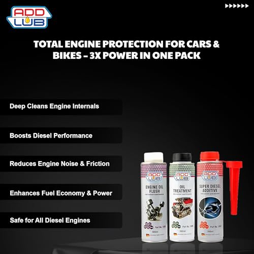 Image of ADD LUB Diesel Additive and Oil Treatment and Engine Flush for Cars & Motorbike 300ML Each