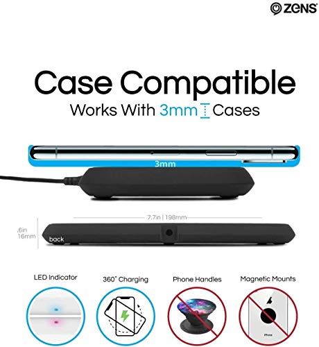 Zens Dual Wireless Phone Charging Pad - Qi Charging Pad With 2X 10 Watt Power Output - Supports Samsung Fast Charging - Works Qi Enabled Devices - Includes Ac/Dc Adapter - Black #TOP3