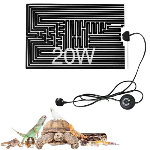 ZOYDP Heat Mat Reptile, 20W Heat Mat with Thermostat, Reptile Heat Mats with 10 Levels of Temperature Adjustment, Reptile Heat Pad for Lizard Gecko Tortoise Snakes Hermit Crab Turtle Amphibians