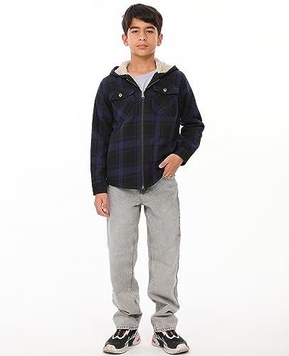 Image of ZENTHACE Boys Sherpa Fleece Lined Flannel Jacket