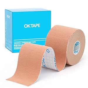 OK TAPE Kinesiology Tape, Regular Original Cotton Elastic Athletic Tape for Support and Recovery, Sports Tape, 2in×16.4ft Uncut Roll – Beige