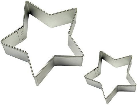 PME Star Cookie and Cake Cutters, Small and Large Sizes, Set of 2, Silver