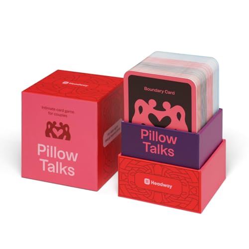 Headway Pillow Talk Couples Card Game - Couples Conversation Cards - Games for Adults Date Night Ideas Anniversaries and Quality Time Together - Prompts for Deeper Connection - Romantic Gift