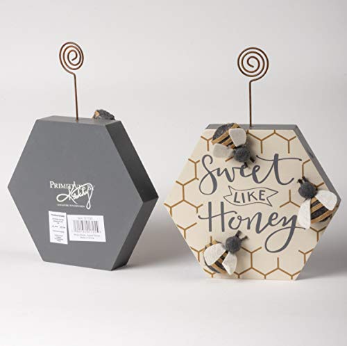 Primitives By Kathy 101725 Wood Photo Holder Block, 6" Height X 5" Length X 1.50" Width, Sweet Like Honey #TOP3