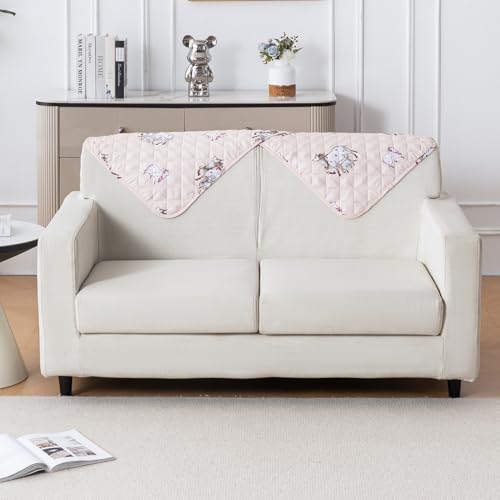 Image of House of Quirk 'Mughal Series' Printed Quilted Sofa Cover for 1 /2 /3 /4 Seater - Anti-Slip, Washable Couch Protector Slipcover (Backrest, Kamdhenu, 50x70 cm)