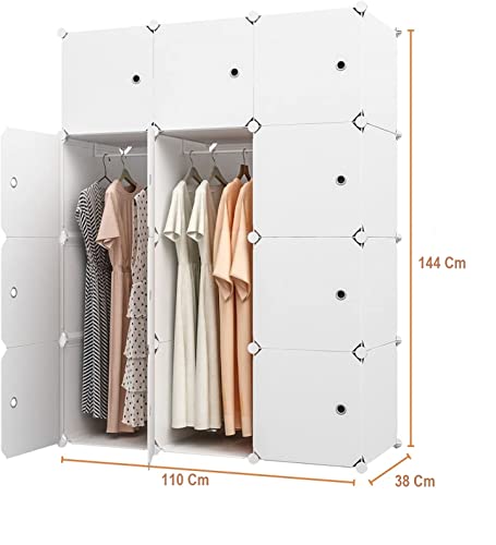 Image of BucketList 12-Door Plastic Sheet Kids Wardrobe Storage Rack - Organizer for Clothes, Kids Furniture, Living Room, Bedroom, Small Accessories (12 Box White Plain)