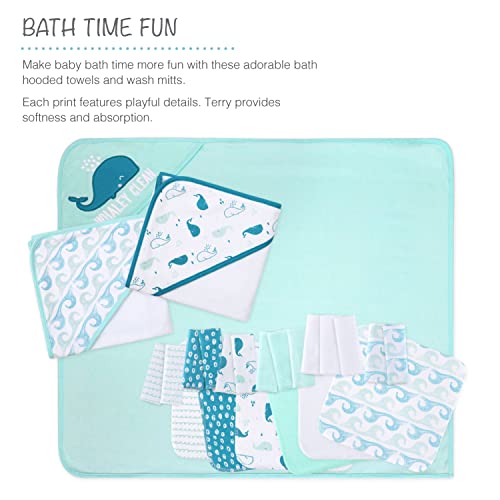 The Peanutshell Hooded Baby Bath Towel & Wash Cloth Set, 23 Pieces, Nautical #TOP2