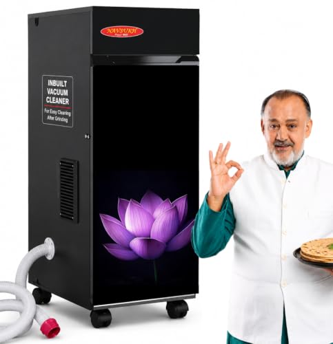 Image of NAVSUKH Champion with Vacuum Cleaner Fully Automatic Atta Chakki | 10-12 Kg /Hr | 8 Sieve Sizes | Grinds 15+ Grains & Spices | Low Power (0.75 Unit /Hr) | Low Noise