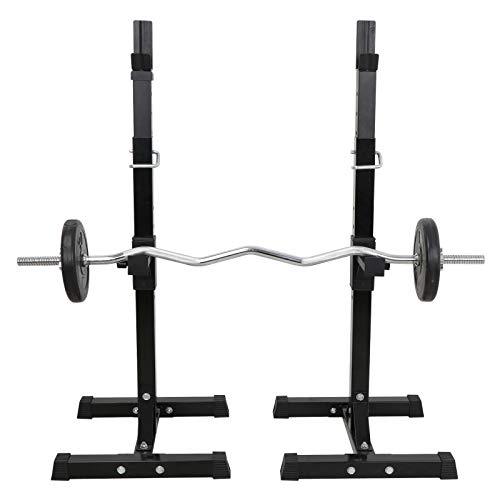 Zazza95Shop Pair Of Adjustable Height And Spotters Dumbbell Rack Sturdy Steel Durable Squat Barbell Free Bench Press Stand Gym Bodybuilding Training Weight Lifting Fitness Safety Design #TOP4