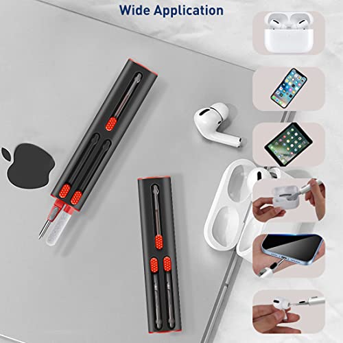 Limpiador Airpods, Kit Limpieza airpods multifunción Limpiador Auriculares, Cepillo Suave para Estuche de Auriculares Bluetooth para Xiaomi, Apple, Huawei, Samsung (Negro)