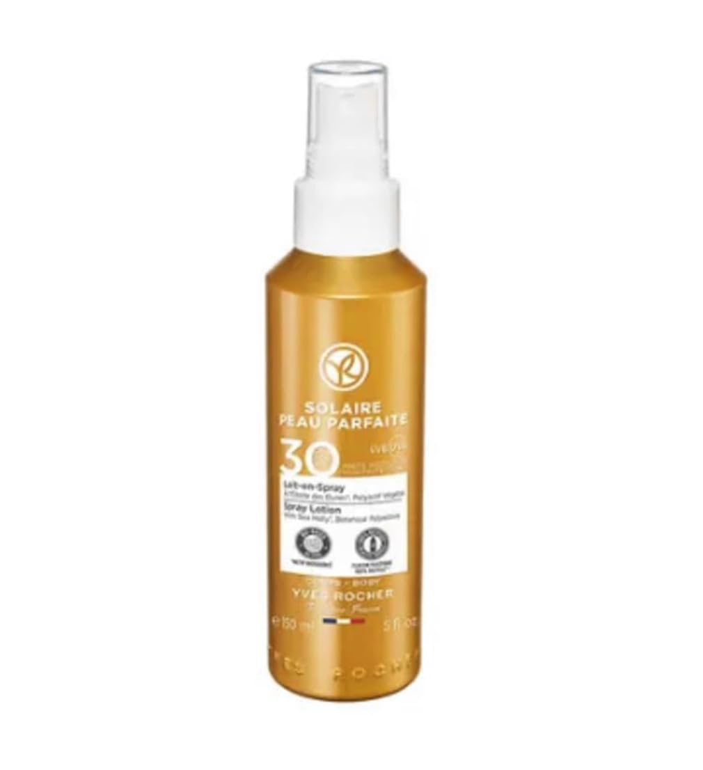 Yves Rocher Solaire Moisturizing Daytime Lotion Spray Defense 30 Face Body Hydration After Sun Milk Soothing Nourishing Skin Care Set All Skin Types 150 ml 5 fl oz + 200 ml 6.7 fl oz