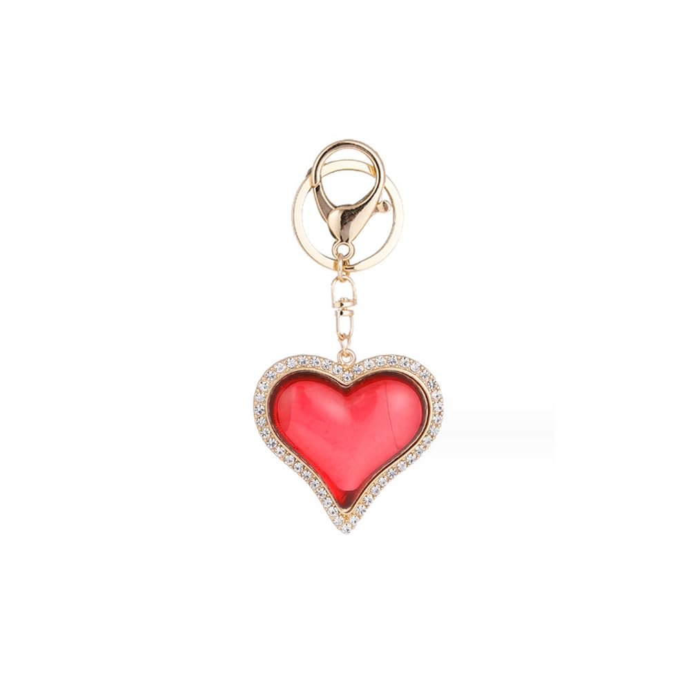 ARFUKA Keyring Rhinestone Heart Model Pendant Keychain Key Ring Bag Charm Jewellery Christmas Birthday Gift Keyrings Key Chain Key Ring Holder for Men and Women