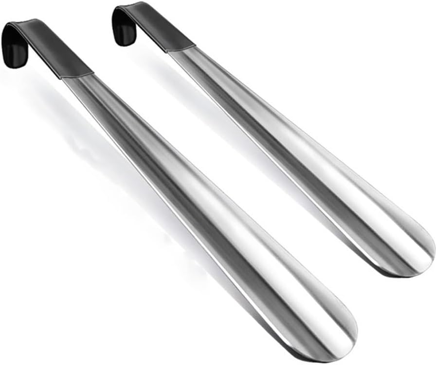 42cm 16Inch Long Handle Shoe Horn Stainess Steel Spoon With Leather Cover Helper Easy Wear